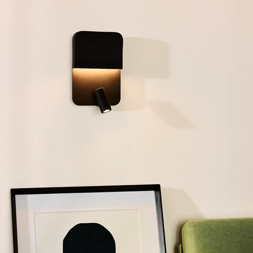 Lucide BOXER - Bedside lamp / Wall light - LED - 3000K - With USB charging point - Black - atmosphere 1
